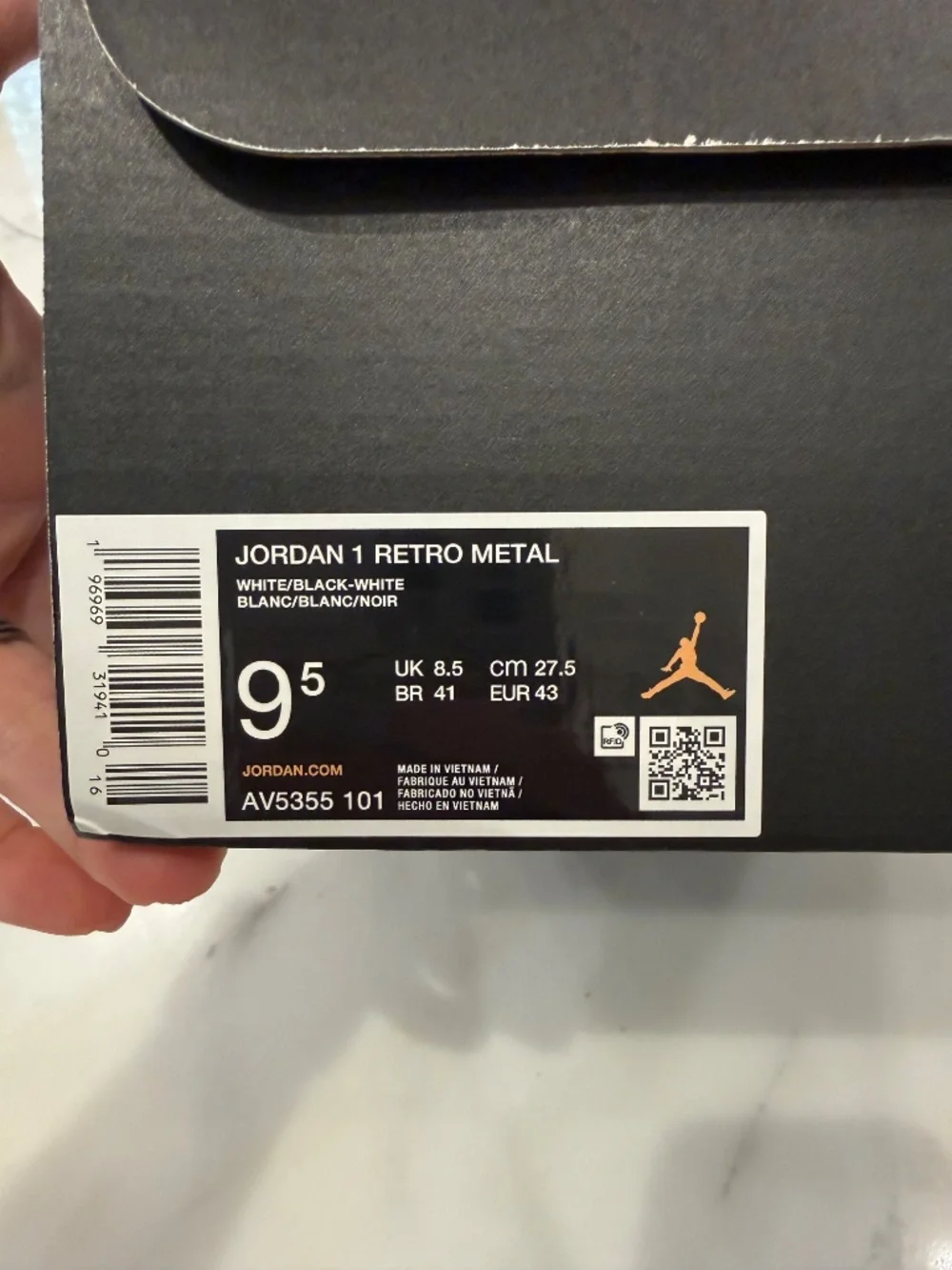 Jordan 1 Retro Metal Cleats, Men's size 9 1/2